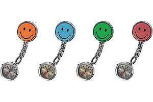 Tiga-Med Schwesternuhr 4er Set (= 4 Stück Jede Farbe 1x) Smiley mit Clip Krankenschwesteruhr Clip Original Qualität