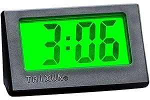 F Fityle Portable Car Dashboard Digital Clock High Temperature Resistant Luminous Tabletop Clocks for SUV, Vehicle, Kitchen, Bedroom, Living Room, Black