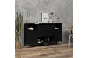 Higsose Credenza 60x35x70cm Nero,Legno Multistrato,Metallo,Cassettiera Cucina Mobile Angolare Soggiorno Multiuso Credenza In Legno Mobile Alla Moda Armadio Salvaspazio Vetrina
