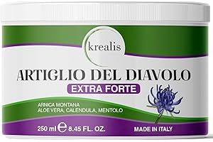 KREALIS® 250 ml Artiglio Del Diavolo Extra Forte 98%, Crema Artiglio Del Diavolo Con 2 Diverse Tipologie Di Arnica Gel, Pomata Antinfiammatoria Per Massaggio A Muscoli, Articolazioni, Cervicale, Collo