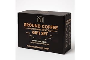 ICMINDS LUXURY HAMPERS Coffee From Around The World Gift Set | 6 Specialty Ground Coffees + Reusable Stainless Steel Pour Over Filter | Coffee Gifts for Men | Christmas Gifts for Him | Gourmet Coffee Gift Set | Mens Gifts