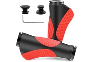 Puños MTB Ergonomicos, HNOOM Puños para Bicicleta Doble Bloqueo, Antideslizante Caucho Puños Manillar Bicicleta, para Bici de Montaña MTB BMX con Mango de Diámetro 22mm