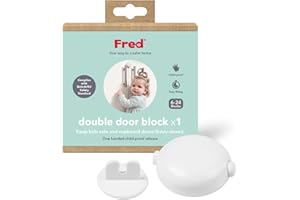 Fred Home Safety Double Door Block | Lock for Cupboard Doors, Drawers and Cabinets | Easy to Install Baby Safety Lock | Pure White