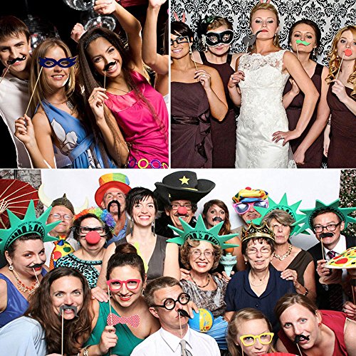 RYMALL 90PCS Neuer Stil Tlg Photo Booth Geburtstags Hochzeits Partei Funny Verkleidung [Schnurrbart Lippen Brille Krawatte Hüten] Dekoration Fotorequisiten Set - 7