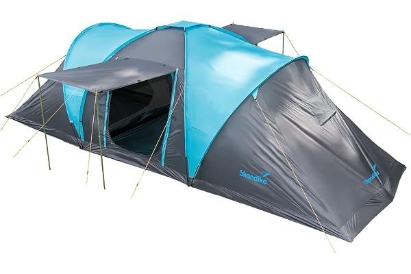 Skandika Tente dôme Hammerfest pour 6 Personnes | Tente de Camping avec/sans Tapis de Sol Cousu, avec/sans Technologie Sleeper & cabines Noires, 2 cabines, moustiquaires, Hauteur 2 m, étanche