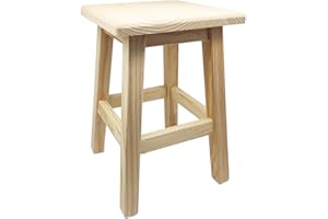 AC - Taburete de Madera Cuadrado - Deco 34 Cm - Diseño Clásico - Fabricación de Madera - Hogar y Cocina - Ideal para Cocina o Bar - Tamaño: 34 x 22 x 22 cm