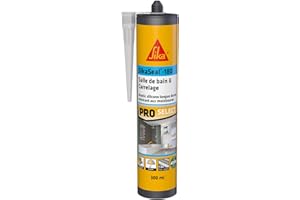 SIKA - Mastic silicone sanitaire - SikaSeal-180 Salle de Bain & Carrelage blanc - Réalisation de joints - Spécial pièce humide - Longue durée - 300 ml