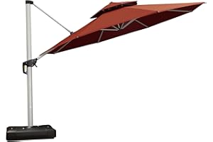 PURPLE LEAF Sonnenschirm Balkon Ampelschirm 400 cm Durchmesser, Marktschirm Groß 360°Rotation, Gartenschirm mit Kurbel, Balkonschirm XXL, Sonnenschutz UV50+, Bordeaux