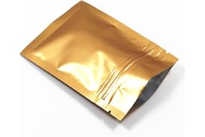 WACCOMT Pack 100 Morceaux Film Aluminium Paquet Sac Fermeture Éclair Top Plat Mylar Sachets Café Stockage (7x10cm (2.7x3.9 inch), Or)