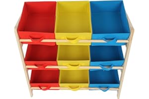 Holdfiturnv Toy Storage 3 Tier Toy And Book Storage Organiser Shelf Unit Kids Toy Storage Box Toy Storage Unit Toy Drawers Storage Rack With 9 Canvas Boxes Drawers For Home And School