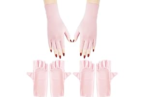 Arqumi UV Gloves for Gel Nails, 2 Pairs anti UV Gloves for Gel Nail Light Lamp Dryer Nail Art Fingerless UV Protection Gloves for Gel Manicures Pink