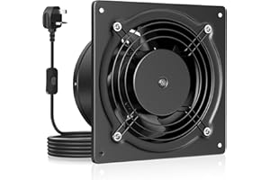 HG Power 150mm Kitchen Extractor Fan 525m³/h | Quiet Wall Ventilation Fan with On/Off Switch, UK Plug, Exhaust Fan with Backdraft Damper for Bathroom, Kitchen, Garage – Black