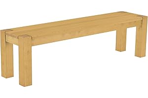 ‎B.R.A.S.I.L.-MÖBEL Sitzbank 160 cm Rio Kanto Eiche hell Pinie Massivholz Esszimmerbank Küchenbank Holzbank - Größe und Farbe wählbar Brasilmöbel