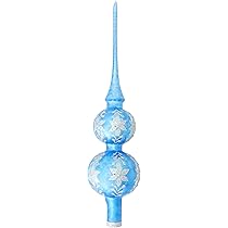 Krebs Glas Weihnachtskugeln | 4x Schneemann Blau Matt | 7cm Christbaumschmuck
