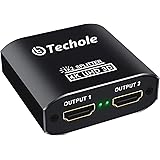 HDMI Splitter 1 in 2 Out - Techole 4K 2 Way HDMI Splitter, Aluminum Powered HDMI Switch Ver 1.4 HDCP Bypass, Supports 4K@30Hz 1080P 3D for PS4 Xbox Sky Box Fire Stick, DVD Player HDTV Projector etc