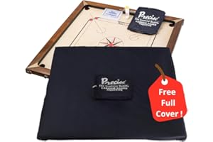 DOCTOR SPORT Precise Carrom-Brett │ Mit Walnussecken 12 kg │ 8-mm-Brett │ Weltmeister in Indien │ Komplett mit Steine, Striker