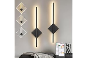 Kimjo 6600mAh Battery Operated Wall Lights Set of 2, Dimmable Wall Sconce, Wireless Wall Lamp with Timer Function, Rechargeable Square Wall Mounted Light with Remote Control for Living Room, Bedroom