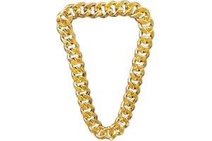 Lorigun Thug Life Złoty łańcuszek Plastikowy gruby złoty naszyjnik Thug Life Kostium Ogromny złoty naszyjnik łańcuchowy, ozdoba hip-hopowa w stylu punk (obwód 31,2 cala)