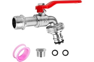 RUCUDIM robinet de jardin universel 1/2" et 3/4" - Résistant au gel - Avec 2 raccords de tuyau gratuits + 1 bande d'étanchéité à rouleau - Réservoir d'eau