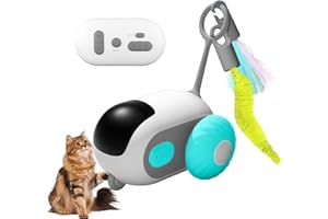 Milgeol Turbo Tail 3.0, Turboschwanz, elektrisch, interaktives Katzenspielzeug, per Type-C wiederaufladbar, Turboschwanz, Katzenspielzeug mit Federn(1*blau)