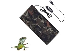 NEKOSUKI Reptile Heating Mat, 7.9x4 inch USB Waterproof Reptile Heat Pad Under Terrarium with 3 Levels Temperature Control, Japanese Carbon Fiber Heat Mat for Turtle, Tortoise, Snakes, Lizard, Gecko