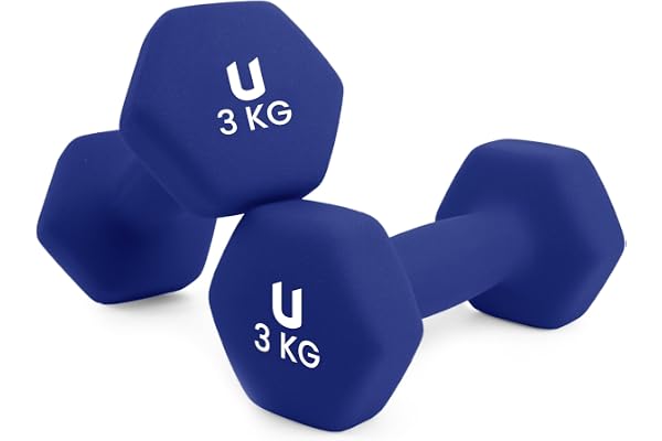 unycos - Mancuernas Antideslizantes de Neopreno 1-10 kg para Fitness | Con Revestimiento de Neopreno, Agarre Cómodo y E-book de Ejercicios para Entrenamiento de Fuerza, Fitness y Tonificación