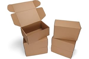 HORLIMER 6 Pack Shipping Boxes 230x152x102 mm (9x6x4 inch), Brown Corrugated Cardboard Boxes for Small Item Packaging, Secure Storage and Business