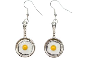 Patelnia do pieczenia jajko sadzone, kolczyki Miniblings zawieszka kuchnia kuchnia patelnia jajko srebrne