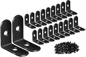 ZiYuya Winkelverbinder, Metallwinkel 90 grad Edelstahl Winkel Klammern L-Form Rechtwinkliges Edelstahl Ecke Klammer Möbel für Bracket Möbel Tabelle schwarz, 20 Stück, 25 mm x 25 mm