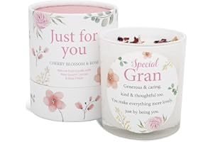 GEMINI GIFTS Gran Candle That Makes a Thoughtful Gifts for Gran and Gran Gifts - Ideal Mother’s Day Christmas and Special Gran Birthday Gifts SOYA Candle with Rose Quartz and Rose Petals