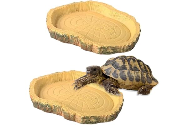 2 Pièces Gamelle Tortue Terrestre, Abreuvoir Tortue Terrestre,Bols à Eau pour Reptiles ,Abreuvoir Tortue Terrestre,Convient Aux Reptiles Et Amphibiens, LéZards, Grenouilles, Geckos, Tortues, Etc
