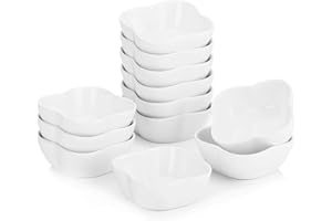 MALACASA Ramekins Set of 12, 75ML Porcelain Dipping Bowls Small Creme Brulee Ramekins Soufflé Dishes Baking Dish Sauce Dish, Oven Safe, Ivory White