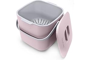 YourCasa® Kitchen Food Waste Bin with Lid - Recycling compost bin 7 Liters - Countertop Composter for Organic Waste - Dishwasher Safe - Odour-Proof - Removable Sieve - food waste caddy (rose)