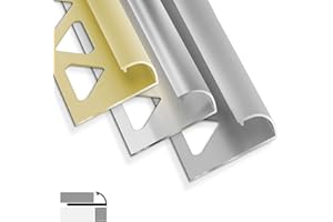 casa pura Profilés de carrelage - 5 pièces de 2,5 m de longueur - Forme de C en forme de L - Rail de carrelage pour protéger les bords du carrelage - Pofil d'angle - Aluminium (or, forme C, 12,5mm)