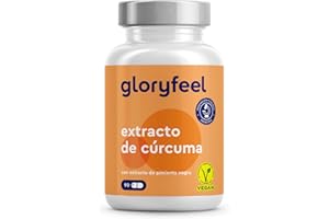 GLORYFEEL Curcuma Extracto 17000mg* - 95% Extracto, El más alto contenido de Curcumina - Con Cúrcuma Ecológica (BIO) en polvo + Pimienta negra + Piperina - Vegano, Probado en laboratorio en Alemania