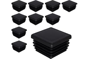 SKIR'CO 10 tapones cuadrados de plástico 35 x 35 mm, tapas de tubo mate, insertos de tubo cuadrados, tapones para postes de valla, color negro RAL 9005