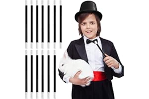 DOUSELLA 12 Pièces Baguette de Magicien Plastique Baguette Magique Magicien 9,6 Pouces Bâton Magique Noir et Blanc Baguette de Magicien Enfant pour Halloween Costume Fête Mascarade Pâques