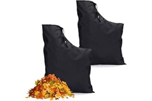 ZhouWei 2 Pezzi Sacchetto per Soffiatore Foglie, Sacchetto per Aspirafoglie con Cordino Sacco di Raccolta Regolabile Sacco per Soffiatore Foglie, per Uso Interno ed Esterno Prati e Terrazze (nero)