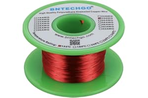BNTECHGO 34 AWG Magnet Wire - Enameled Copper Wire - Enameled Magnet Winding Wire - 4 oz - 0.0063" Diameter 1 Spool Coil Red Temperature Rating 155℃ Widely Used for Transformers Inductors