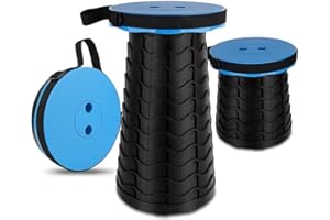 ANKINGART Portable Chair Folding Stool,Retractable Telescopic Camping Stools Lightweight Sturdy Seat Adjustable Collapsible(Blue)