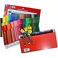Faber-Castell MAJESTIC BASKET 50 SHADES CONNECTOR SKETCH PEN WITH 4 GREETING CARD ALONWITH 24 WAX CRAYONS