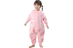 TMEOG Saco de Dormir Bebe con Pies Tog 2 Pijama Polar Manga Larga Pelele con Cremalleras para Niño y Niña 1-6 Años