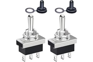Taiss 2 pièces interrupteur à bascule 12V momentané 25A SPDT (ON) -OFF- (ON) 3Pin 3 Positions avec capuchon de protection étanche pour voiture KN3D-123