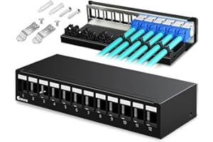 Enmane 12 Port Patch Panel 1U Leeres Patchpanel Kompatibel für 14,9 mm x 17 mm Keystone Module RJ45 Keystone/USB Keystone/HDMI Keystone