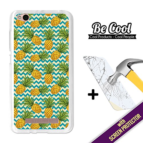 Becool   - Funda Gel Flexible para Xiaomi Redmi 4A     1 Protector Cristal Vidrio Templado    Carcasa TPU fabricada con la mejor Silicona  protege y se adapta a la perfecci  n a tu Smartphone y con nuestro exclusivo dise  o  Pi  as Olas Verdes 