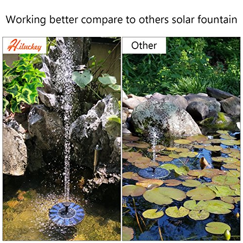 Hiluckey Solar Brunnen pumpe mit 1.4W Monokristalline Solar Panel Freie stehende Brunnen und pumpe für Gartenteich,Vogel-Bad, Fisch-Behälter, kleiner Teich - 7