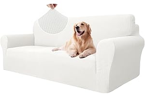 ‎YSTYLE Ystyle Sofa überzug 3 Sitzer Mit Armlehne, Stretch Sofabezug rutschfest, Modern Sofa Cover Für Hunde Haustiere, Atmungsaktiv Couch überzug Mit Elastic Bottom, Weiß