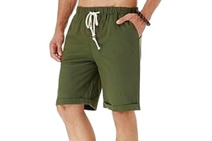 Anelune Mens Linen Shorts Casual Classic Fit Cotton Summer Beach Short Mens Sports Shorts Holiday Essentials for Men and Drawstring with Elastic Waist and Pockets