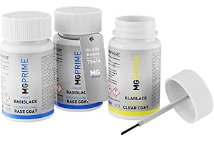MG PRIME Peinture voiture Kit de stylo retouche pour Alfa Romeo 756/A / 756 Blu Misano Pearl/Bleu Misano Nacre de fond, de base, de vernis de 50ml par flacon