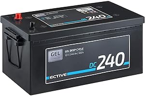 ‎ECTIVE ECTIVE DC240 Gel Batterie- 12V, 240Ah, 100h, wartungsfrei, zyklenfest, auslaufsicher, vollverschlossen, gasungsfrei- Deep Cycle VRLA Versorgungsbatterie, Solarbatterie,Bootsbatterie,Wohnmobilebatterie